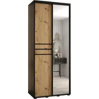 MEBLE KRYSPOL Cannes 11 Schrank mit 2 Schiebetüren - 205,2x120x45 cm - Schwarz Artisan Schwarz
