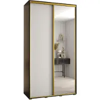 MEBLE KRYSPOL Davos 3 Schrank, zwei Türen - 235,2x140x45 cm - Schwarz Weiß Gold