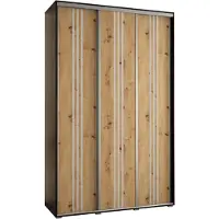 MEBLE KRYSPOL Cannes 6 Schrank mit 3 Schiebetüren - 205,2x150x45 cm - Schwarz Artisan Silber