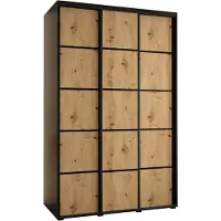 MEBLE KRYSPOL Cannes 4 Schrank mit 3 Schiebetüren - 205,2x160x60 cm - Schwarz Artisan Schwarz