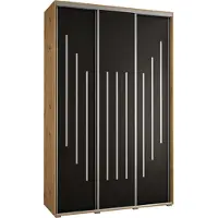 MEBLE KRYSPOL Davos 8 Schrank, drei Türen - 235,2x150x60 cm - Artisan Schwarz Silber