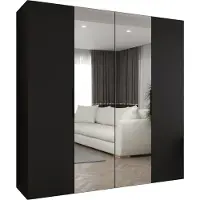 MEBLE KRYSPOL , Kleiderschrank, Schrank 200 cmx202x52, Schwarz, Schwarz