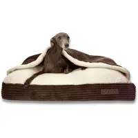 DOTTY Kuschelhöhle Kuscheliges Hundebett Hundenest Katzenhöhle Schlafsack für Hunde - Braun Cordstoff mit Cremefarben Fur - Größe L (90 x 70 cm)