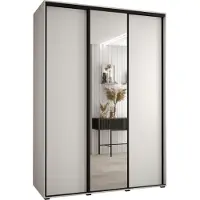 MEBLE KRYSPOL Cannes 3 Schrank mit 3 Schiebetüren - 205,2x180x60 cm - Weiß Weiß Schwarz