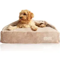 DOTTY Kuschelhöhle Kuscheliges Hundebett Hundenest Katzenhöhle Schlafsack für Hunde - Beige Cappuccino Cordstoff - Größe XS (55 x 40 cm)