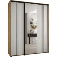 MEBLE KRYSPOL Davos 7 Schrank, drei Türen - 235,2x190x60 cm - Artisan Weiß Schwarz