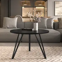 Design Möbel - Runder Couchtisch 67 cm - Laminierte Tischplatte & Metallgestell - Moderner Wohnzimmertisch im Loft-Stil