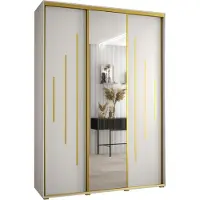 MEBLE KRYSPOL Davos 13 Schrank, drei Türen - 235,2x170x60 cm - Weiß Weiß Gold