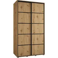 MEBLE KRYSPOL Cannes 4 Schrank mit 2 Schiebetüren - 205,2x140x60 cm - Artisan Artisan Schwarz