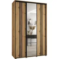 MEBLE KRYSPOL Cannes 7 Schrank mit 3 Schiebetüren - 205,2x150x60 cm - Artisan Artisan Schwarz
