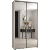 MEBLE KRYSPOL Davos 2 Schrank, zwei Türen - 235,2x140x60 cm - Weiß Weiß Silber