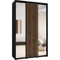 MEBLE KRYSPOL Sapporo 2 Schrank mit 3 Schiebetüren - 205,2x150x45 cm - Schwarz Artisan Schwarz