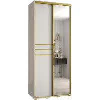 MEBLE KRYSPOL Davos 11 Schrank, zwei Türen - 235,2x100x60 cm - Weiß Weiß Gold