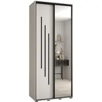 MEBLE KRYSPOL Cannes 9 Schrank mit 2 Schiebetüren - 205,2x100x45 cm - Weiß Weiß Schwarz