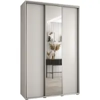 MEBLE KRYSPOL Davos 3 Schrank, drei Türen - 235,2x150x45 cm - Weiß Weiß Silber