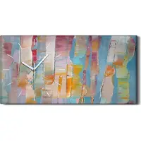 Coloray Dekor Leinwand Uhr Wandbilder Geräuschlos 60x30 Malerei Abstrakte Kunst - weiße Hände