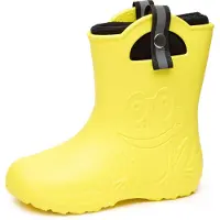 Ladeheid Kinder Federleichte Gummistiefel Thermo Fütterung Mädchen Jungen Rutschfest Regenstiefel Kinder Regenschuhe LA-CA-Frog245 (Gelb, 34/35 EU)