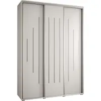 MEBLE KRYSPOL Cannes 12 Schrank mit 3 Schiebetüren - 205,2x180x60 cm - Weiß Weiß Silber