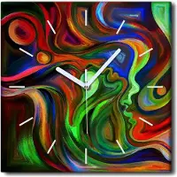 Coloray Uhr auf Leinwand 30x30 cm Wand Uhr Dekoration Wohnzimmer Segeltuch weiße Zeiger -Abstraktion Kunstkunst