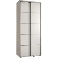 MEBLE KRYSPOL Cannes 4 Schrank mit 2 Schiebetüren - 205,2x100x60 cm - Weiß Weiß Silber