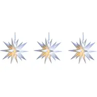 Sterntaler 3D LED Sternenkette Lichterkette mit 3 weißen Sternen Ø 12 cm mit Batteriefach Weihnachtsstern Adventsstern Ministern Innen Kunststoff Stern Leuchtstern Deko für innen Indoor