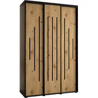 MEBLE KRYSPOL Davos 12 Schrank, drei Türen - 235,2x150x60 cm - Schwarz Artisan Schwarz
