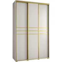 MEBLE KRYSPOL Davos 10 Schrank, drei Türen - 235,2x160x45 cm - Weiß Weiß Gold