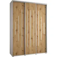 MEBLE KRYSPOL Davos 12 Schrank, drei Türen - 235,2x170x45 cm - Weiß Artisan Silber