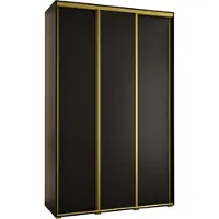 MEBLE KRYSPOL Davos 1 Schrank, drei Türen - 235,2x150x45 cm - Schwarz Schwarz Gold