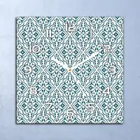 Coloray Deko Glasuhr Wanduhr 30x30 Blau Ornament Weiß Quarz Küchenuhr Bürouhr