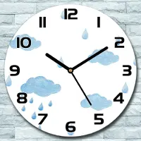 Coloray Wanduhr aus Glas Rund fi 30 Pastell Regenwolken Quarz Deko Wohnzimmer Büro