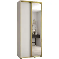 MEBLE KRYSPOL Davos 3 Schrank, zwei Türen - 235,2x120x45 cm - Weiß Weiß Gold