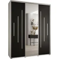 MEBLE KRYSPOL Davos 13 Schrank, drei Türen - 235,2x190x45 cm - Weiß Schwarz Silber