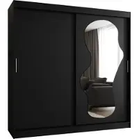 MEBLE KRYSPOL ULTRA 200 Kleiderschrank mit zwei Schiebetüren für Schlafzimmer – moderner Aufbewahrungsschrank mit Kleiderstange und Regalen – 200x200x62cm - Mattschwarz