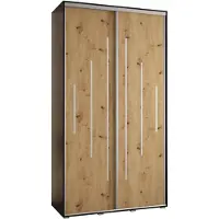 MEBLE KRYSPOL Cannes 12 Schrank mit 2 Schiebetüren - 205,2x140x60 cm - Schwarz Artisan Silber