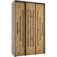 MEBLE KRYSPOL Cannes 12 Schrank mit 3 Schiebetüren - 205,2x150x45 cm - Weiß Artisan Schwarz