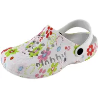 Alb Trade Damen Gartenclogs Clogs Pantoletten Bunte Blumen Weiß/Grün/ Rot Gr. 37