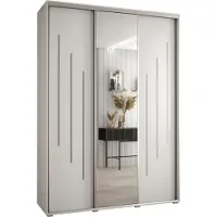 MEBLE KRYSPOL Davos 9 Schrank, drei Türen - 235,2x170x60 cm - Weiß Weiß Silber