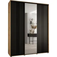 MEBLE KRYSPOL Davos 7 Schrank, drei Türen - 235,2x190x45 cm - Artisan Schwarz Schwarz