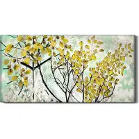 Coloray Wandbild Leinwand Bilder Wanduhr 60x30 Malerei Baum Zweige Blätter Kunst - schwarze Hände