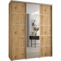 MEBLE KRYSPOL Cannes 5 Schrank mit 3 Schiebetüren - 205,2x200x45 cm - Artisan Artisan Silber