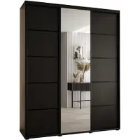 MEBLE KRYSPOL Cannes 5 Schrank mit 3 Schiebetüren - 205,2x200x45 cm - Schwarz Schwarz Schwarz