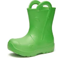 Ladeheid x Camminare Gummistiefel Kinder aus ultraleichtem EVA, wasserdicht, rutschfest und bequem, mit elegant geprägtem Splash-Design aus Wellen, Tropfen, Regenschirm LA-CA-20 (Grün,32/33 EU)