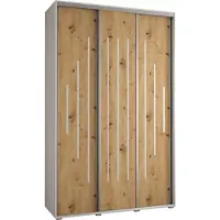 MEBLE KRYSPOL Cannes 12 Schrank mit 3 Schiebetüren - 205,2x160x45 cm - Weiß Artisan Silber