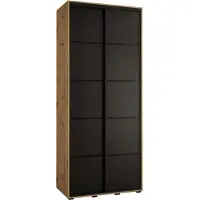MEBLE KRYSPOL Cannes 4 Schrank mit 2 Schiebetüren - 205,2x120x60 cm - Artisan Schwarz Schwarz