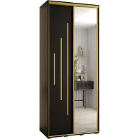 MEBLE KRYSPOL Davos 13 Schrank, zwei Türen - 235,2x100x45 cm - Schwarz Schwarz Gold