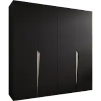 MEBLE KRYSPOL Schrank 200x202x52 cm mit Kleiderstange, 4xTür, PIANO, Schwarz, Griff Kaschmir