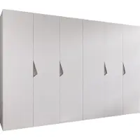 MEBLE KRYSPOL Schrank 300x202x52 cm mit Kleiderstange, 6xTür, SANDI, Weiß, Griff Kaschmir