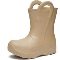 Ladeheid x Camminare Gummistiefel Kinder aus ultraleichtem EVA, wasserdicht, rutschfest und bequem, mit elegant geprägtem Splash-Design aus Wellen, Tropfen, Regenschirm LA-CA-20 (Camel,34/35 EU)