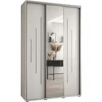MEBLE KRYSPOL Davos 13 Schrank, drei Türen - 235,2x160x60 cm - Weiß Weiß Silber